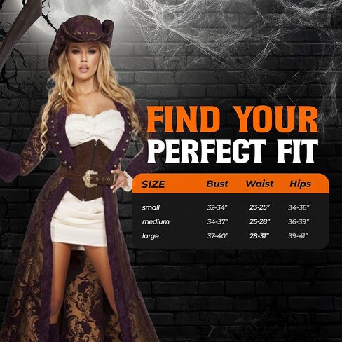 Sexy Pirate Costume Women, ROMA 6 Pc Decadent Pirate Diva Halloween Costumes for Women Adult, Brocade Jacket with Mini Dress in Saudi Arabia