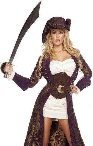 Sexy Pirate Costume Women, ROMA 6 Pc Decadent Pirate Diva Halloween Costumes for Women Adult, Brocade Jacket with Mini Dress in Saudi Arabia