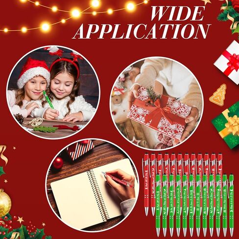 Yeaqee 24 Pcs Christmas Ballpoint Pens with Black Ink Stylus Tip Novelty Funny Pens with Greeting Quotes for Coworkers Christmas Office(Dark Red, Dark Green, Gold) in Saudi Arabia