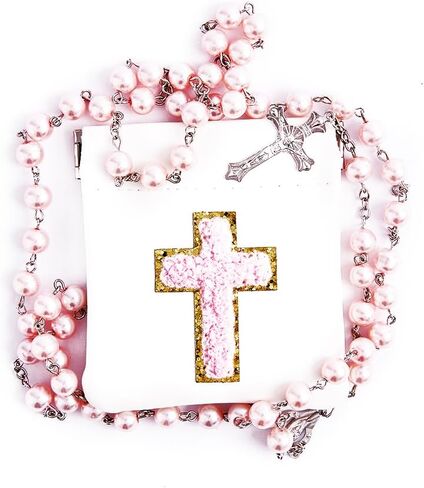 مسبحة للنساء، مسبحة حمراء مع حقيبة جلدية متقاطعة، خرز صلاة أنجليكانية هدايا كاثوليكية in Kuwait