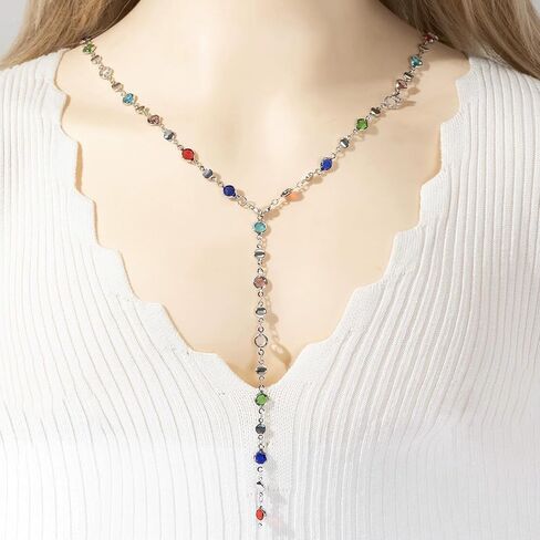 Y-Shaped Bar Chain Necklace for Women - Dainty Layered Long Necklaces, Elegant Jewelry for Prom, Wedding & Special Occasions in Saudi Arabia
