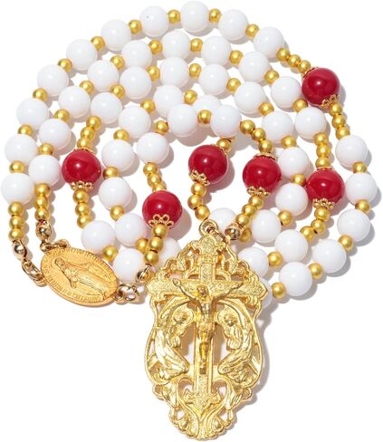 Gold Rosary Catholic Rosary Necklace for Women St. Miraculous Medal & Cross Crucifix Catholic Prayer in Saudi Arabia