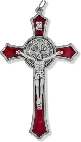 Venerare Large Saint Benedict Pectoral Cross with Colored Enamel (Red) in Saudi Arabia