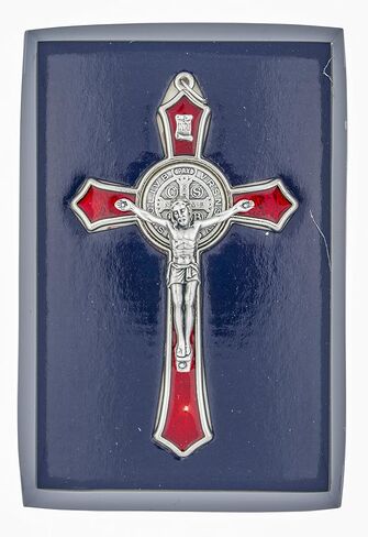 Venerare Large Saint Benedict Pectoral Cross with Colored Enamel (Red) in Saudi Arabia