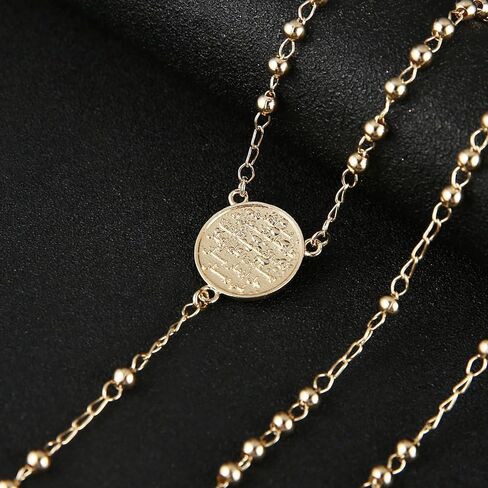 HZMAN Gold Plated Brass Y-Shaped Necklace for Women Rosary Bead Islamic Muslim Allah Ayatul Kursi Necklaces in Saudi Arabia