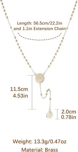 HZMAN Gold Plated Brass Y-Shaped Necklace for Women Rosary Bead Islamic Muslim Allah Ayatul Kursi Necklaces in Saudi Arabia