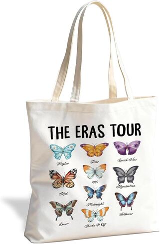 حقيبة حمل من القماش على شكل فراشة من Tour Butterfly، هدية عيد ميلاد لعشاق الموسيقى، حقيبة يد تحت عنوان الألبوم للعمل وإجازة التسوق، حقيبة جمالية للحفلات الموسيقية والاستخدام اليومي in Kuwait