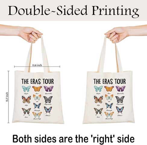 حقيبة حمل من القماش على شكل فراشة من Tour Butterfly، هدية عيد ميلاد لعشاق الموسيقى، حقيبة يد تحت عنوان الألبوم للعمل وإجازة التسوق، حقيبة جمالية للحفلات الموسيقية والاستخدام اليومي in Kuwait