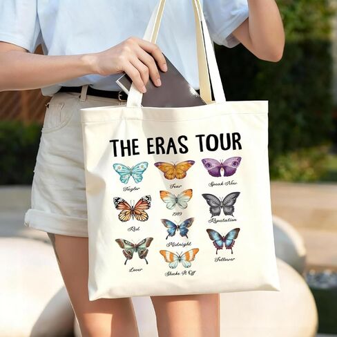 حقيبة حمل من القماش على شكل فراشة من Tour Butterfly، هدية عيد ميلاد لعشاق الموسيقى، حقيبة يد تحت عنوان الألبوم للعمل وإجازة التسوق، حقيبة جمالية للحفلات الموسيقية والاستخدام اليومي in Kuwait