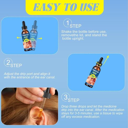 Tinnitus Relief for Ringing Ears-Natural Tinnitus Relief Drops | Relieve Ringing Ears & Reduce Buzzing/Clicking Noise | Support Healthy Hearing | 60ml Bottle in Kuwait