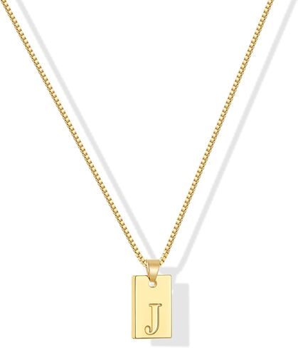 Gacimy 18K Gold Plated Initial Letter Necklace for Women, Dainty Name Pendant with Trendy A-Z Box Chain, Jewelry Gifts for Her in Saudi Arabia