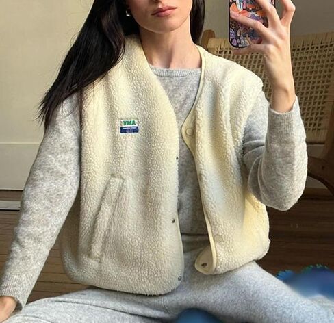 سترة نسائية كاجوال بدون أكمام سترة معطف علوي للخريف والشتاء ملابس خارجية ناعمة دافئة للجري مع جيوب in Kuwait