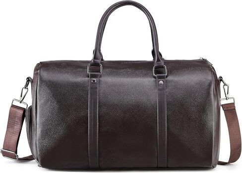 Leather Travel Duffle Bag for Men Women, Stylish Water-Repellent Overnight Bag W/Shoe Pouch for Business Sport Gym, Black in Saudi Arabia