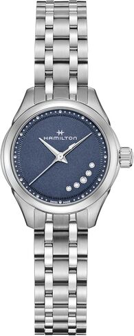 Hamilton Jazzmaster Lady Quartz Women's Watch, 26mm Stainless Steel Case, Swiss Made, Blue Dial Analog Wrist Watch for Women, 50m Waterproof, Sapphire Crystal, Stainless Steel Strap in Saudi Arabia
