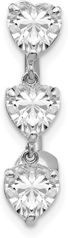JewelryWeb - خاتم بطن مكعب من الذهب الحقيقي عيار 10 قيراط على شكل قلب مكون من 3 أحجار من الزركونيا - 5 × 28 ملم - ثقب البطن للنساء - خواتم زر البطن من الذهب الحقيقي - خاتم السرة in Kuwait