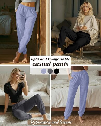 3 Pack Women's Lounge Joggers Loose Yoga Pants with Pockets High Waisted Sweatpants Comfy Casual Pajama Pants in Saudi Arabia