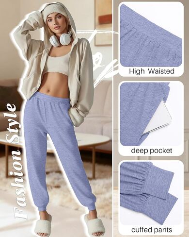 3 Pack Women's Lounge Joggers Loose Yoga Pants with Pockets High Waisted Sweatpants Comfy Casual Pajama Pants in Saudi Arabia