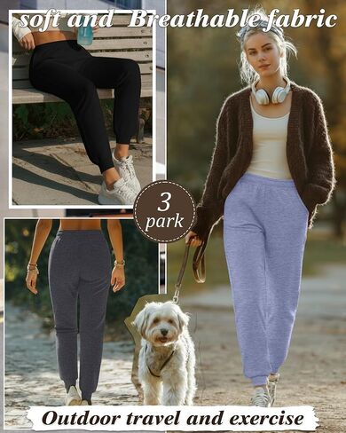 3 Pack Women's Lounge Joggers Loose Yoga Pants with Pockets High Waisted Sweatpants Comfy Casual Pajama Pants in Saudi Arabia