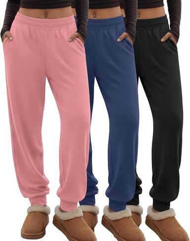 3 Pack Women's Lounge Joggers Loose Yoga Pants with Pockets High Waisted Sweatpants Comfy Casual Pajama Pants in Saudi Arabia