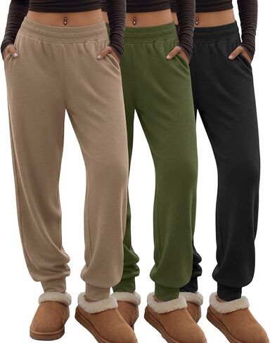 3 Pack Women's Lounge Joggers Loose Yoga Pants with Pockets High Waisted Sweatpants Comfy Casual Pajama Pants in Saudi Arabia