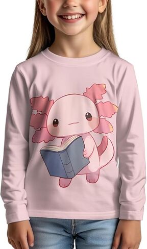 Girls Long Sleeve T-Shirt for Back to School Leisure Home Parks Outdoor Activities Soft Comfort Sun Protection in Saudi Arabia