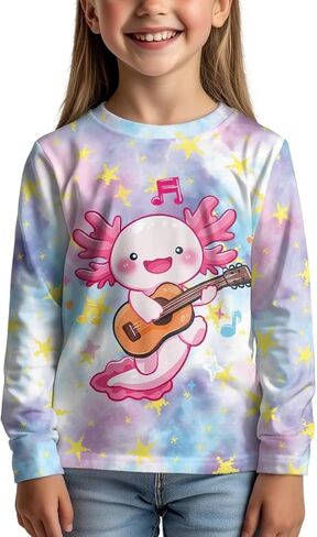 Girls Long Sleeve T-Shirt for Back to School Leisure Home Parks Outdoor Activities Soft Comfort Sun Protection in Saudi Arabia