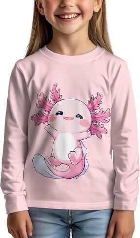 Girls Long Sleeve T-Shirt for Back to School Leisure Home Parks Outdoor Activities Soft Comfort Sun Protection in Saudi Arabia