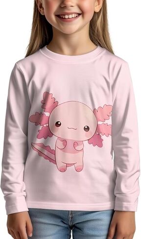 Girls Long Sleeve T-Shirt for Back to School Leisure Home Parks Outdoor Activities Soft Comfort Sun Protection in Saudi Arabia