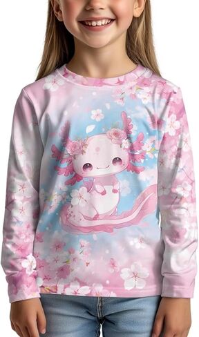 Girls Long Sleeve T-Shirt for Back to School Leisure Home Parks Outdoor Activities Soft Comfort Sun Protection in Saudi Arabia