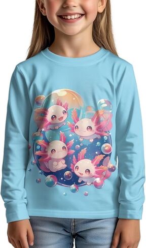 Girls Long Sleeve T-Shirt for Back to School Leisure Home Parks Outdoor Activities Soft Comfort Sun Protection in Saudi Arabia