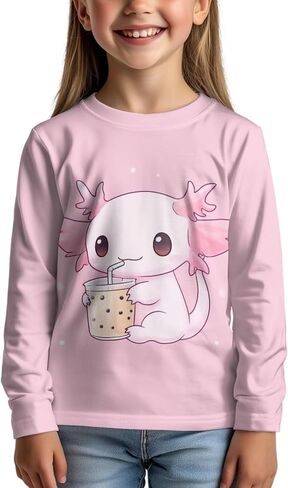 Girls Long Sleeve T-Shirt for Back to School Leisure Home Parks Outdoor Activities Soft Comfort Sun Protection in Saudi Arabia