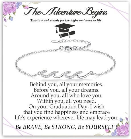Gifts for Women Christmas Birthday, Silver Wave Bracelets for Woman Mom Wife Grandma Daughter Granddaughter Friend Sister, The Waves of Life We've Through Together Mothers Day Graduation Gift in Saudi Arabia