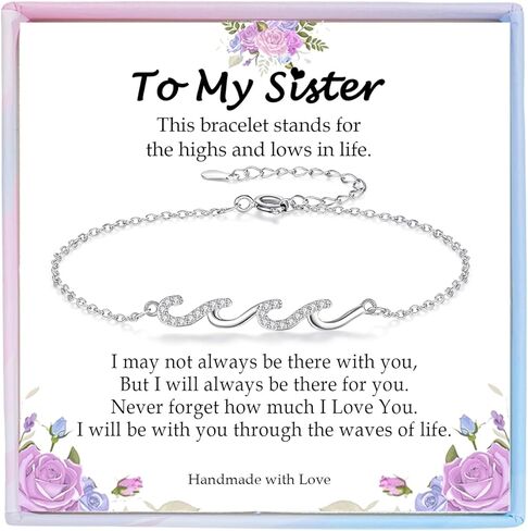 Gifts for Women Christmas Birthday, Silver Wave Bracelets for Woman Mom Wife Grandma Daughter Granddaughter Friend Sister, The Waves of Life We've Through Together Mothers Day Graduation Gift in Saudi Arabia