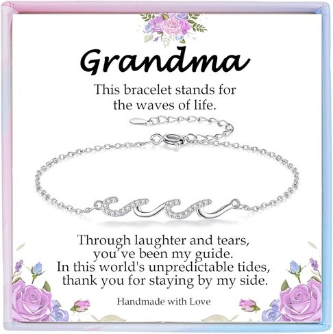 Gifts for Women Christmas Birthday, Silver Wave Bracelets for Woman Mom Wife Grandma Daughter Granddaughter Friend Sister, The Waves of Life We've Through Together Mothers Day Graduation Gift in Saudi Arabia