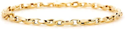 14k Yellow Gold Hollow Flat Tube Oval Rolo Bracelet - 7.5" in Saudi Arabia