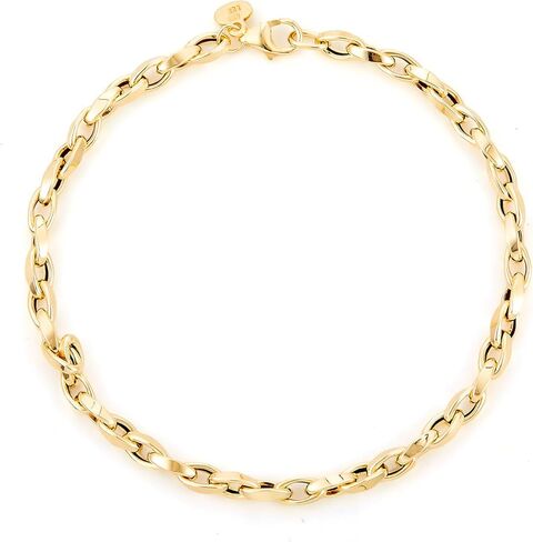 14k Yellow Gold Hollow Flat Tube Oval Rolo Bracelet - 7.5" in Saudi Arabia
