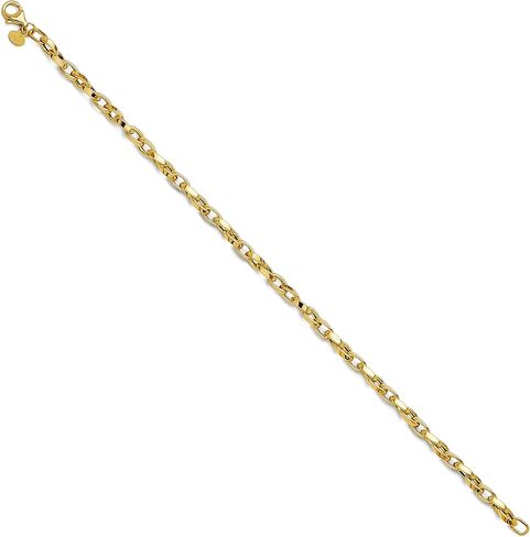 14k Yellow Gold Hollow Flat Tube Oval Rolo Bracelet - 7.5" in Saudi Arabia