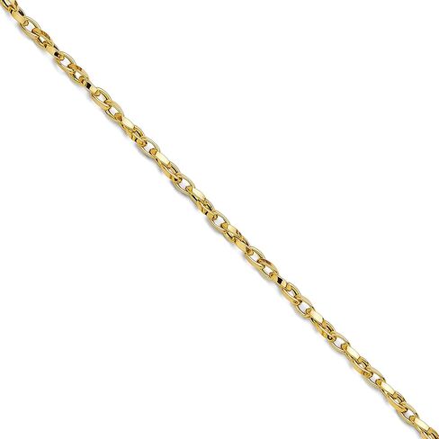 14k Yellow Gold Hollow Flat Tube Oval Rolo Bracelet - 7.5" in Saudi Arabia
