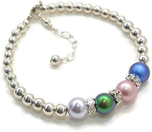 أساور جوهرة الفضة الاسترليني للنساء أمي اللؤلؤ جوهرة عيد الأم هدية عيد الميلاد لسوار الجدة المجوهرات مع أحجار الميلاد الجدة نانا مخصصة in Kuwait