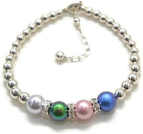 أساور جوهرة الفضة الاسترليني للنساء أمي اللؤلؤ جوهرة عيد الأم هدية عيد الميلاد لسوار الجدة المجوهرات مع أحجار الميلاد الجدة نانا مخصصة in Kuwait