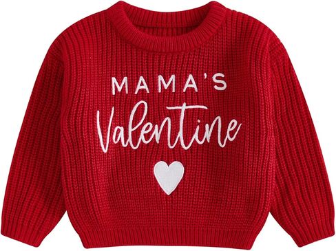 Newborn Baby Girl Valentines Sweater Heart Embroidery Long Sleeve Knitted Pullovers Cute Fall Winter Clothes in Kuwait