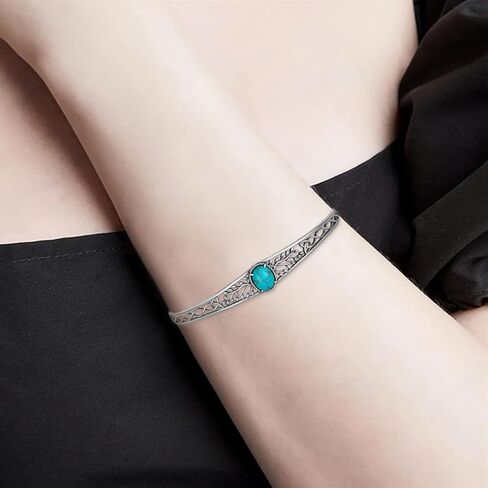 أساور الفيروز حقيقية 925 الفضة الاسترليني الفيروز الإسورة الكفة الأساور شجرة الحياة سوار خمر الطبيعة الأحجار الكريمة مجوهرات مجوهرات الفيروز الحقيقي للنساء in Kuwait