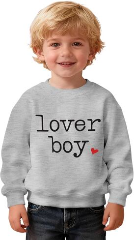 IZYJOY Toddler Baby Boy Valentine's Day Sweatshirt Boys Lover Heart Long Sleeve Shirts Crewneck Pullover Top in Kuwait