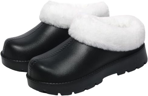Harssidanzar Womens Clog Fuzzy Lined EVA Garden Shoes - Warm Winter Slip-Ons with Plush Collar HL244US in Saudi Arabia