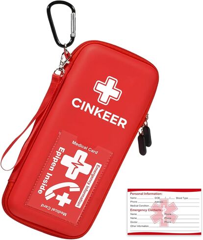 EpiPen Carry Case, Hard EVA Emergency Medical Bag for 2 EpiPens, Auvi-Q, Eye Drops, Inhaler, Allergy Medication & Diabetes Supply Durable Emergency Medical Pouch for Travel in Saudi Arabia