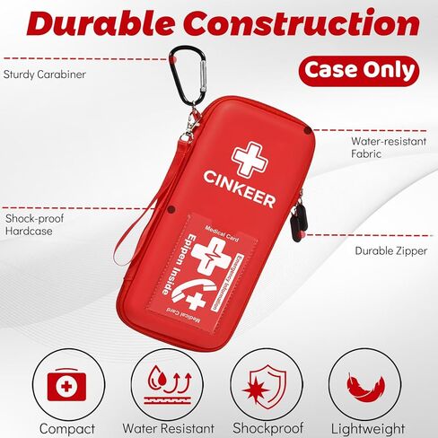 EpiPen Carry Case, Hard EVA Emergency Medical Bag for 2 EpiPens, Auvi-Q, Eye Drops, Inhaler, Allergy Medication & Diabetes Supply Durable Emergency Medical Pouch for Travel in Saudi Arabia