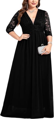 ZOMVA مقاس كبير فستان ماكسي Foraml عميق على شكل حرف v 3/4 كم دانتيل شيفون فساتين زفاف كوكتيل حفلة موسيقية ثوب مسائي in Kuwait