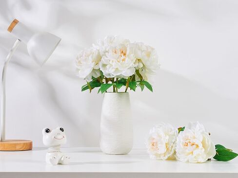 Ivory White Peonies Artificial Flowers, 6 Pcs 16 Inch Realistic Faux Silk Peonies Flowers for Vase Arrangements, Wedding Centerpiece, Home Decor Indoor Outdoor in Saudi Arabia