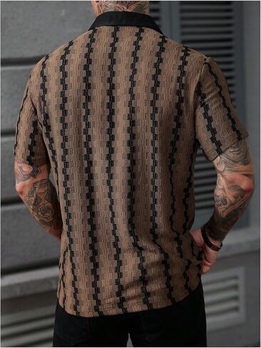 SOLY HUX Men's Casual Button Down Shirt Textured Short Sleeve Collared Summer Shirts in Saudi Arabia