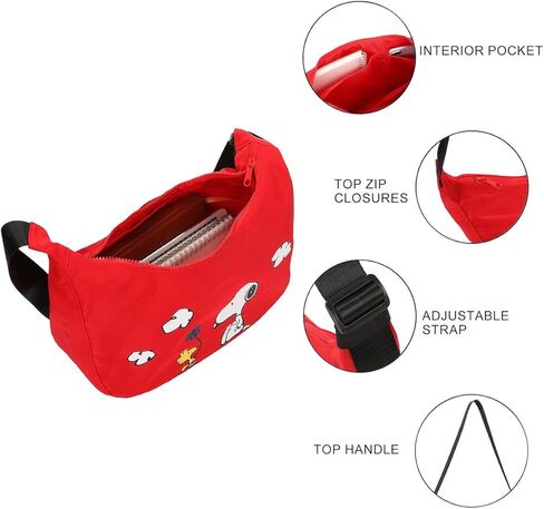 Peanuts Snoopy and Woodstock Crescent Women's Red Crossbody Handbag in Saudi Arabia